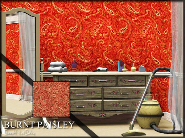Sims 3 — Burnt Paisley by BeechNutBaby2 — A nice burnt red paisley pattern for you!