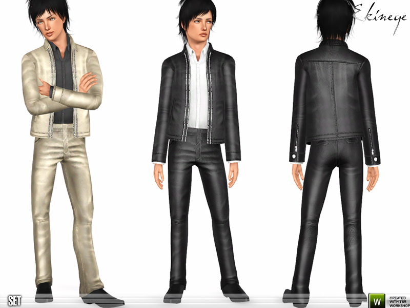 The Sims Resource - Leather Jacket & Pants (Teen) - Set84