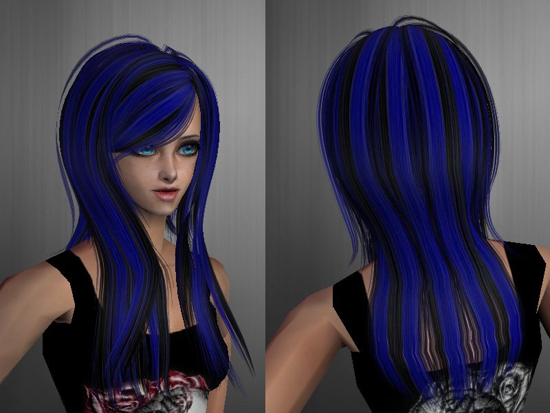 Blue Hair Female Sims - wide 7