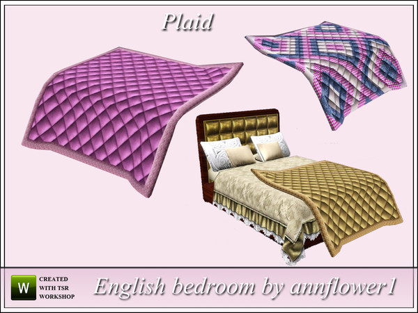Sims 3 — English bedroom plaid AF 001 by annflower1 — English bedroom plaid AF 001 by annflower1