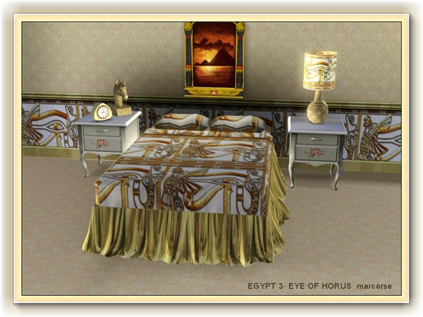 Sims 3 — Egypt 2 - Eye of Ra pattern by marcorse — In this rendition, the goddesses Nekhbet and Uadjet are guarding the