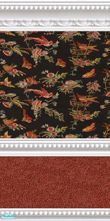 Sims 2 — jsf2WMBGRGoldfishDuo by jsf — Striking red koi and goldfish on a black ground are held in white marble beaded