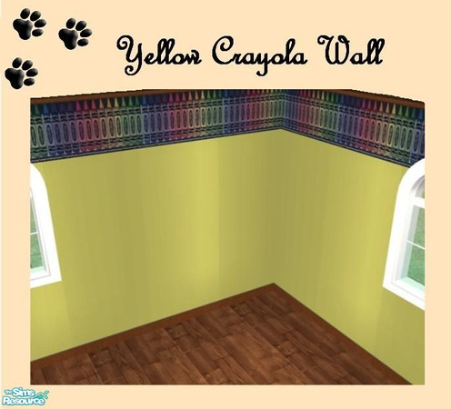 Sims 2 — Yellow Crayola Nursery - Yellow Crayola Wall by MinnieMinPin — 