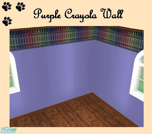 Sims 2 — Purple Crayola Nursery - Purple Crayola Wall by MinnieMinPin — 