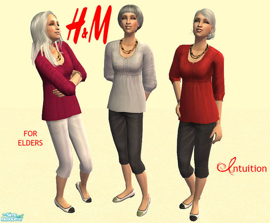 Sims 2 — H&M for Elders! - Ethnic Top with Capris by Intuition — H&M for Elders- more than any words can