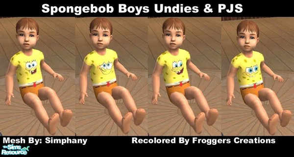 Sims 2 — Toddler Boys Sponge Bob PJ\'s & Undies by frogger1617 — Spongebob by Nickolodian. Mesh by Simphany. Have