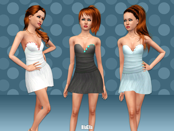 Sims 3 — Puffy Skirted Party Dress [Teen] by BluElla — New Mesh by BluElla 4 Recolorable parts.