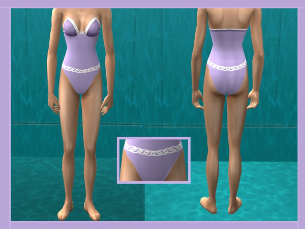 Sims 2 — Cute Lilac one piece  by Kara_Croft — Recolor/redesign of a maxis bikini, now a one piece for more modest Sims