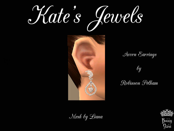 Sims 2 — Kate\'s Jewels: Robinson Pelham Acorn Earrings by BunnyTSR — The famous Robinson Pelham diamond earrings worn by