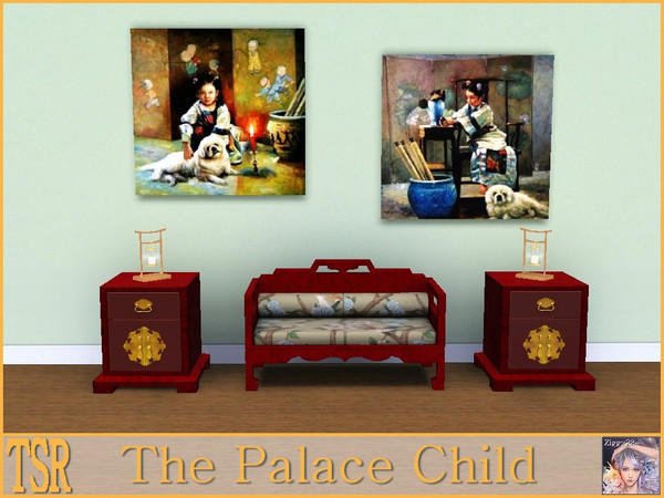 Sims 3 — The Palace Child by ziggy28 — Two very sweet Asian paintings called the The Palace Child with Her Dog. One file