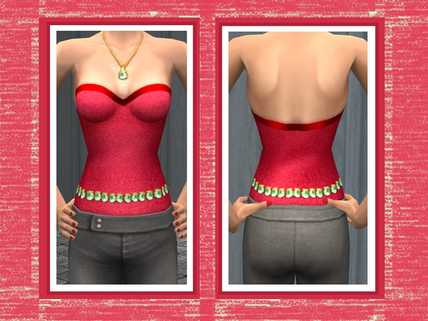 Sims 2 — Adjustment to red top by Kara_Croft — Have adjusted beautiful red maxis top. I have made it longer so it can be