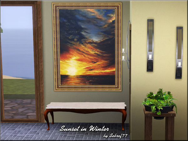 Sims 3 — Sunset in Winter v05-16-1558 by sebrof772 — Title: Sunset in Winter Category: Framed Wall Art This painting