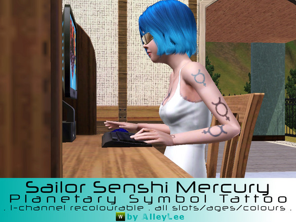 Sims 3 — Sailor Senshi Mercury Planetary Symbol Tattoo by AlleyLee by alleylee2 — Sailor Mercury, the Soldier of Water