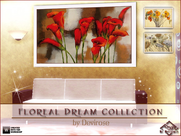 Sims 3 — Floreal Dream Collection by Devirose — Magnificent set of three paintings of flowers, to beautify young and