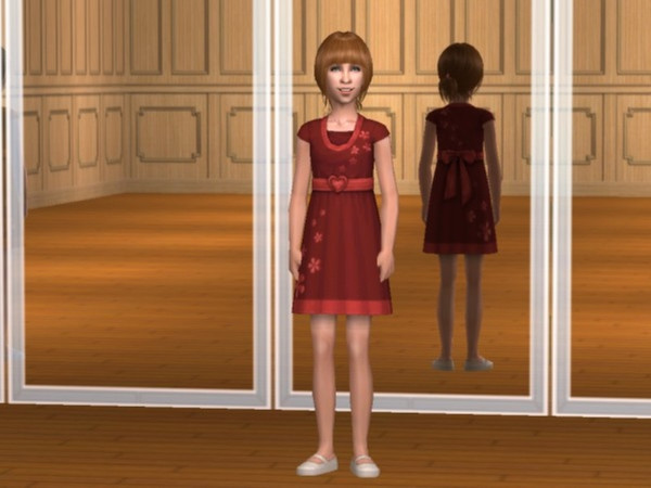 Sims 2 — Belt Dress Recolors - Red Belt Dress by Calia_M2 — Red Belt Dress