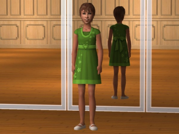 Sims 2 — Belt Dress Recolors - Green Belt Dress by Calia_M2 — Green Belt Dress