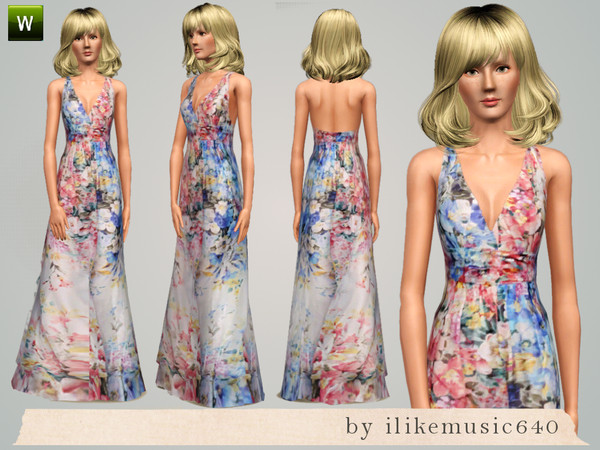 Sims 3 — Floral Maxi AF by ILikeMusic640 — not recolorable