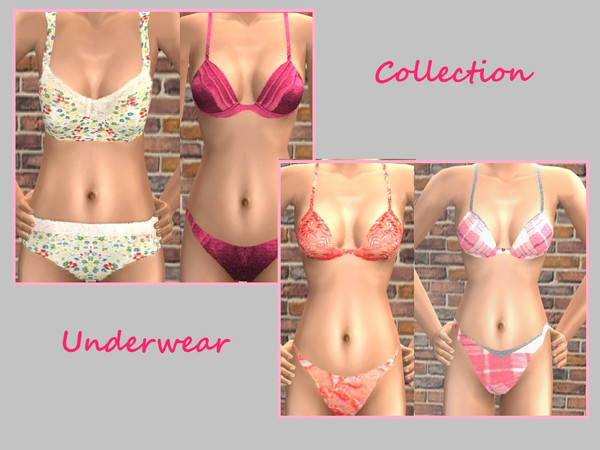 Sims 2 — Underwear Collection by Kara_Croft — A set of pretty underwear for your sims, including one for elder sims. 