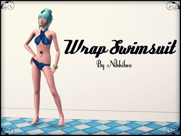 Sims 3 — Wrap Swimsuit by XxNikkibooxX — Recolorable. Available for young adults and adults. This design was based off of