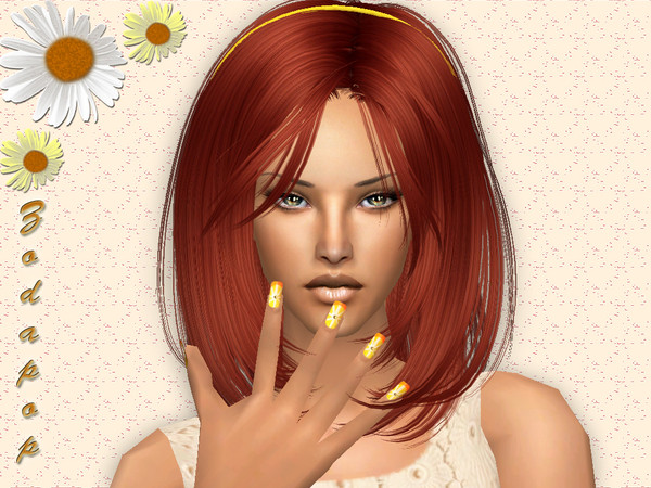 Sims 2 — Hair Set 7 - 9 - Red - Yellow Headband by zodapop — Retexture of Newsea\'s Yogurt hairstyle. Binned. 