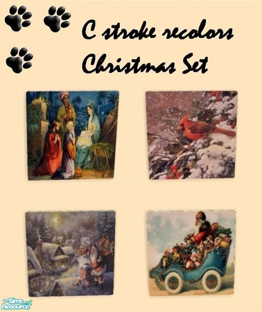 Sims 2 — \"C\"  Stroke Recolors - Winter/Christmas Set by MinnieMinPin — 4 Winter Themed Prints ~ Found under