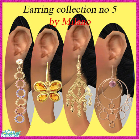 Sims 2 — Earring collection 5 by milanokat — Gold earrings