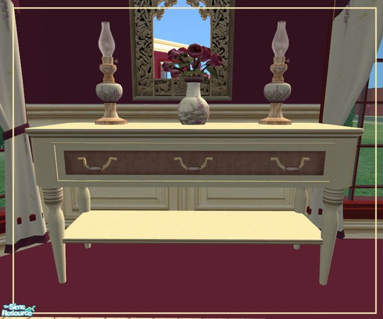 Sims 2 — Bouquet Bedroom - Dresser by minsmusic — This file will recolour the end table too if you have that mesh in your