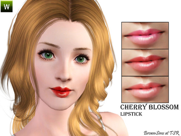 Sims 3 — Cherry Blossom Lips by Brown_Sims — it has 3 recolorable channels, fully hand painted! with new alpha mask.