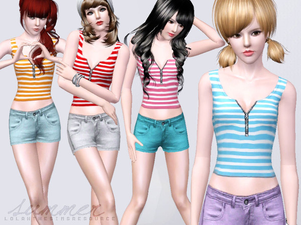 Sims 3 — Summer top | by Lolahh162 — RECOLORABLE WITH 3 COLORS GAME MESH