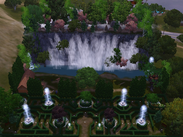 Sims 3 — SimMazing Waterfall Park by blueeyes126652 — beautiful scenery awaits you at the end of the simMazing maze