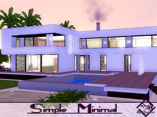 Sims 3 — Simple Minimal by Devirose — Clean lines, wood, paint, and then parking, swimming pool, luxury in a minimalist