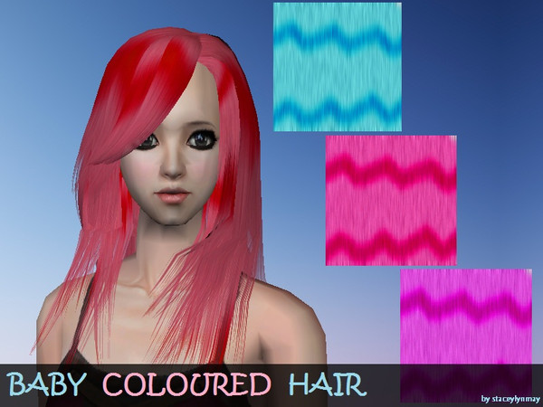 Sims 2 — Baby Coloured Hair Collection by staceylynmay2 — Four beautiful baby coloured hair. Red, Pink, Blue and Purple.