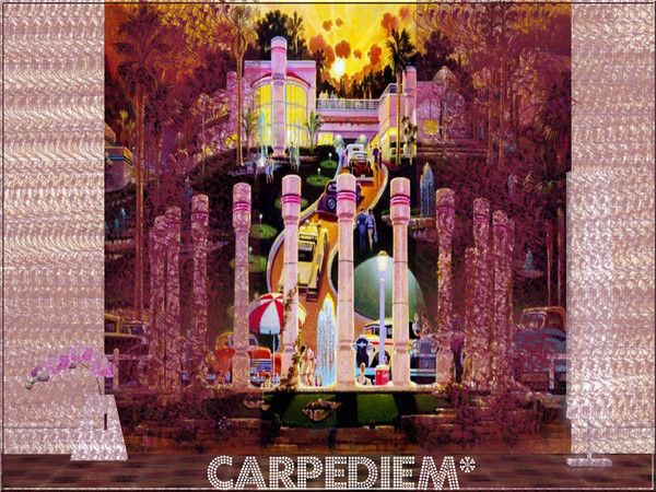 Sims 3 — Carpediem's Vintage Mural Wall2/Set1 by carpediemSn — Carpediem's Vintage Mural Wall2/Set1