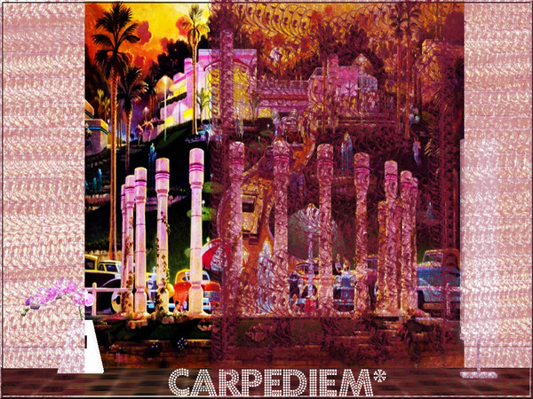Sims 3 — Carpediem's Vintage Mural Wall1/Set1 by carpediemSn — Carpediem's Vintage Mural Wall1/Set1