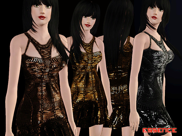 Sims 3 —  by simseviyo — New sexy leather detailed dress, mesh by harmonia09