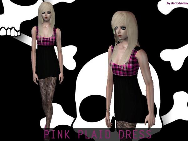 The Sims Resource - Pink Plaid Dress