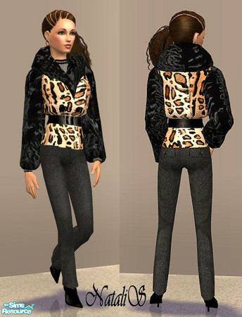 Sims 2 — NS outerwear teen collection-2-item1. by Natalis — Nice warm \"Leopard\" fur jackets for teen