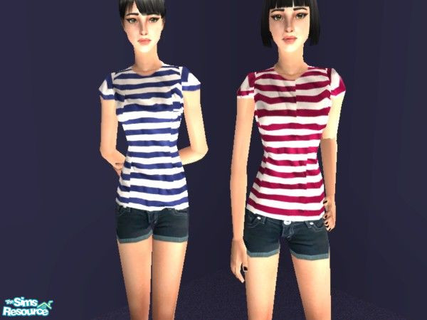 Sims 2 — The Twins by GabyML — Twins are hot. Prove it with this outfit, featured in both pink and blue. No mesh needed!