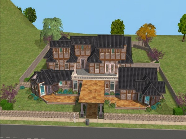 Sims 2 — 6969 Bad Manners Avenue by blooker666 —  A hill top lot with a covered entrance. 