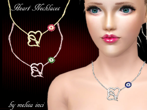 Sims 3 — Heart Necklace by melisa_inci — Heart Necklace Young Adult-Adult 2 Recolorable Part Requires Showtime Expansion