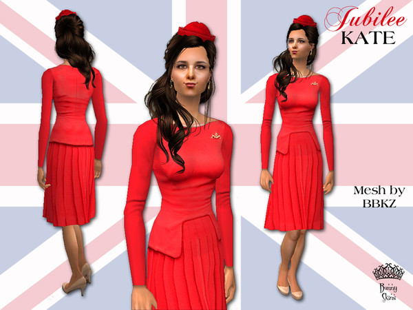 Sims 2 — Jubilee Kate: Alexander McQueen Red Dress by BunnyTSR — The red wool crepe Alexander McQueen dress that Kate
