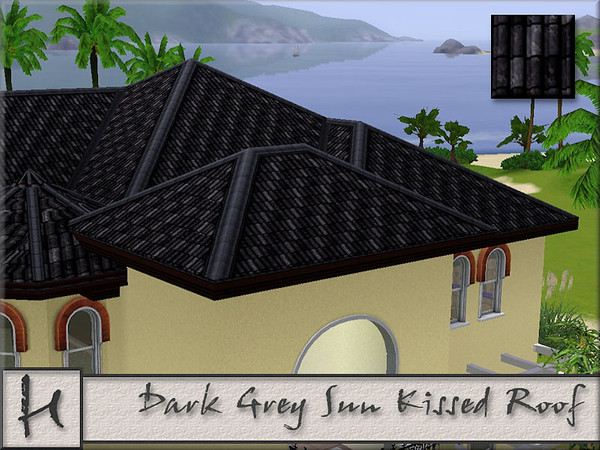Sims 3 — Dark Grey Sun Kissed Roof by hatshepsut — Mediterranean roof tiles with wood trim