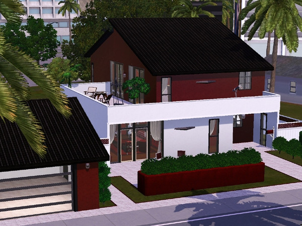 Sims 3 — A Modern Cabin by PietaEversong — I built this lot based on The House Plan Site: Plan No. D61-1269. I loved the