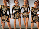 Sims 3 — Black and Gold brocart Dress by Zamok — Non Recolorable. I hope u like it!