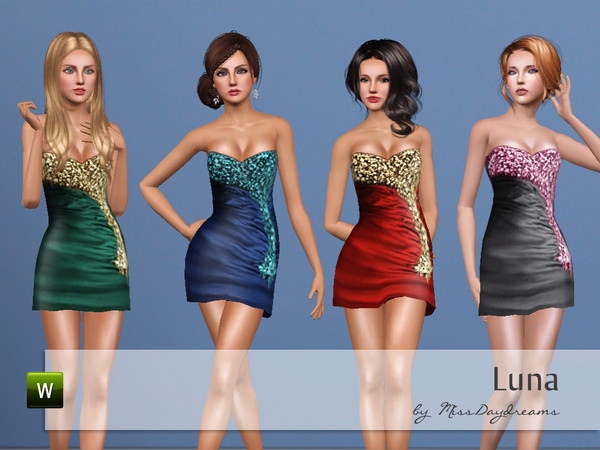 Sims 3 — Luna by MissDaydreams — Luna is a spectacular formal dress encrusted with dozens of crystals. Let your Sims