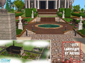 Sims 2 — Public Park (Part II of Cathedral) by artrui — City park, as political or philosophic engagement, is here a walk