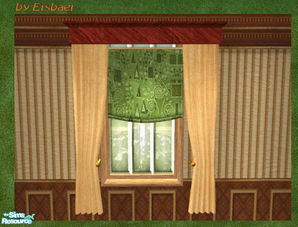 Sims 2 — Prague Curtains - Earthgreen by Eisbaerbonzo — Meant to match my Reflexsims Hall in light earthgreen