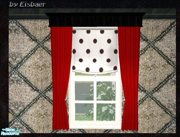 Sims 2 — Prague Curtains - Black Dots by Eisbaerbonzo — Meant to match my Reflexsims Hall in black