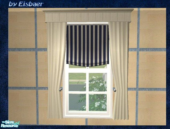 Sims 2 — Prague Curtains - Darkblue Stripes by Eisbaerbonzo — Meant to match my Reflexsims Hall in dark blue