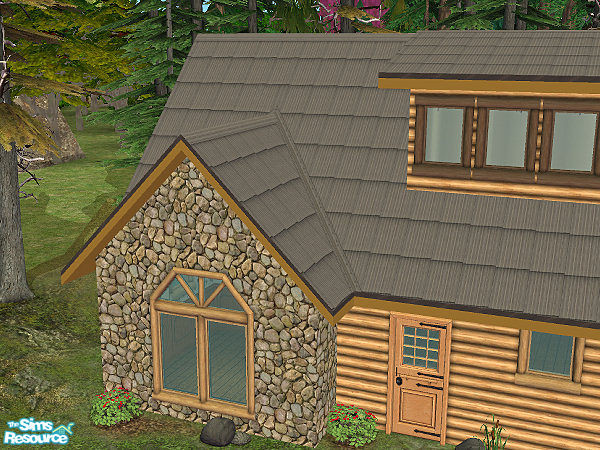 Sims 2 — Corrugated Steel with Wood Trim by hatshepsut — Part of the Maxis Cabin Roof Set.